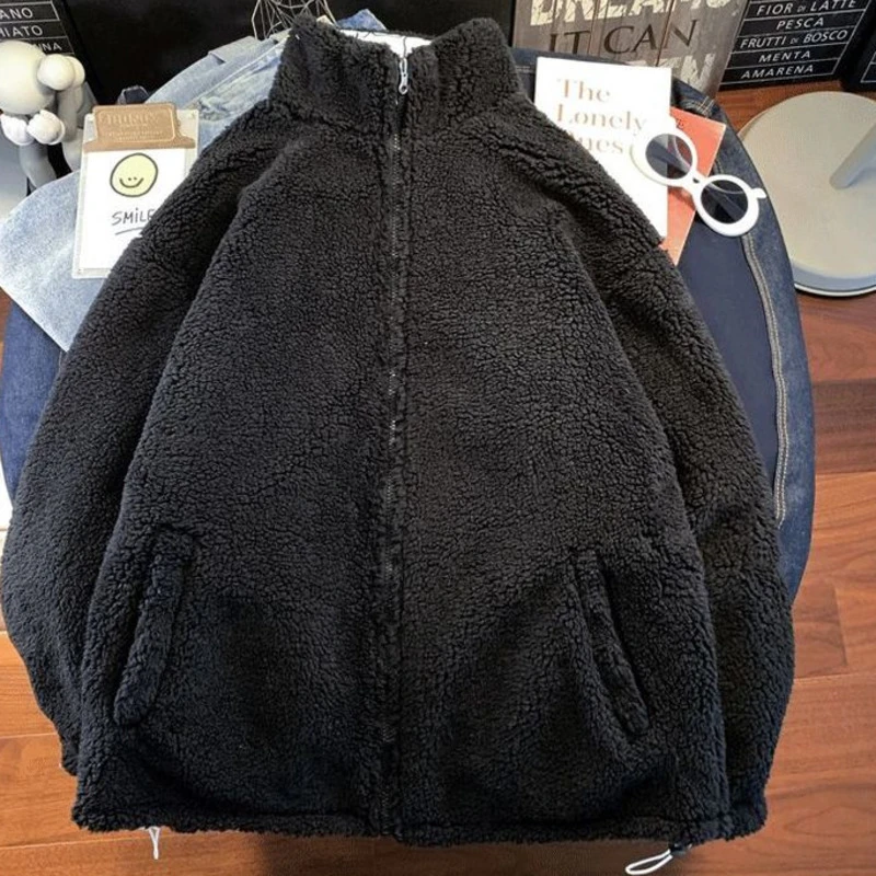 Women Double-Faced Cotton Padded Jacket Autumn Winter Loose Cotton-Padded Casual Lamb Wool Can Be Worn On Both Sides Coat Parkas