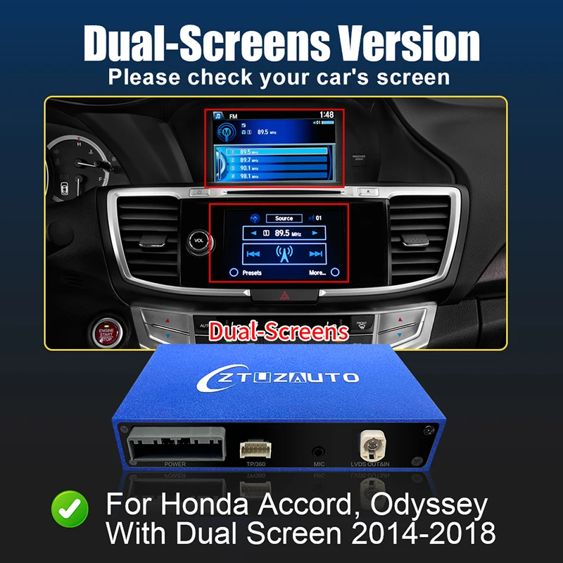 

Беспроводной умный Carplay для Honda Accord Odyssey 2014-2018, двойной экран, Android Auto, оригинальный экран, поддержка зеркального заднего камеры
