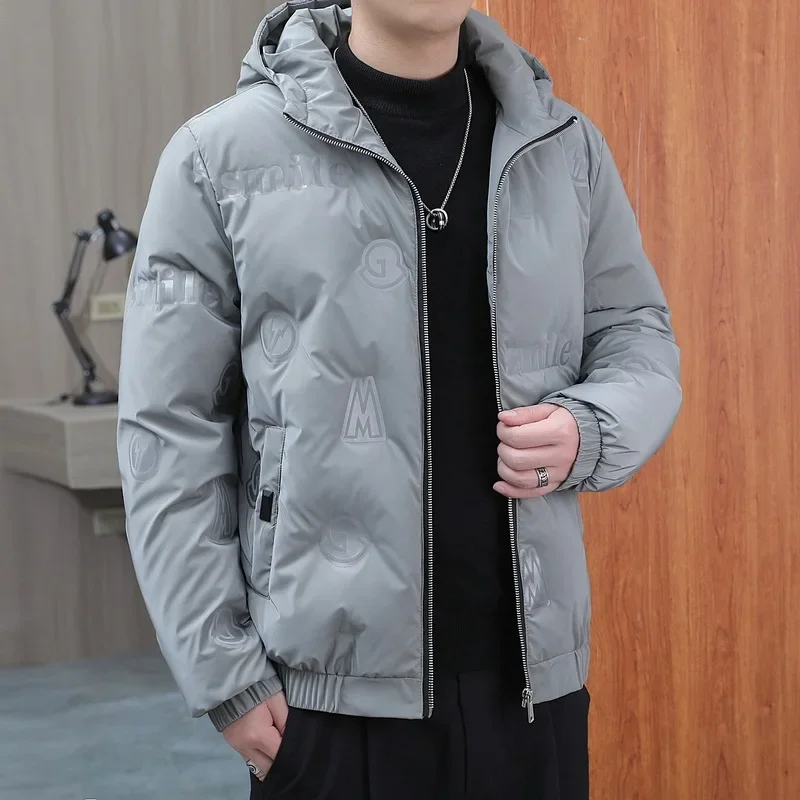 Новое поступление зимняя удобная куртка с белым гусиным пухом для мужчин теплая