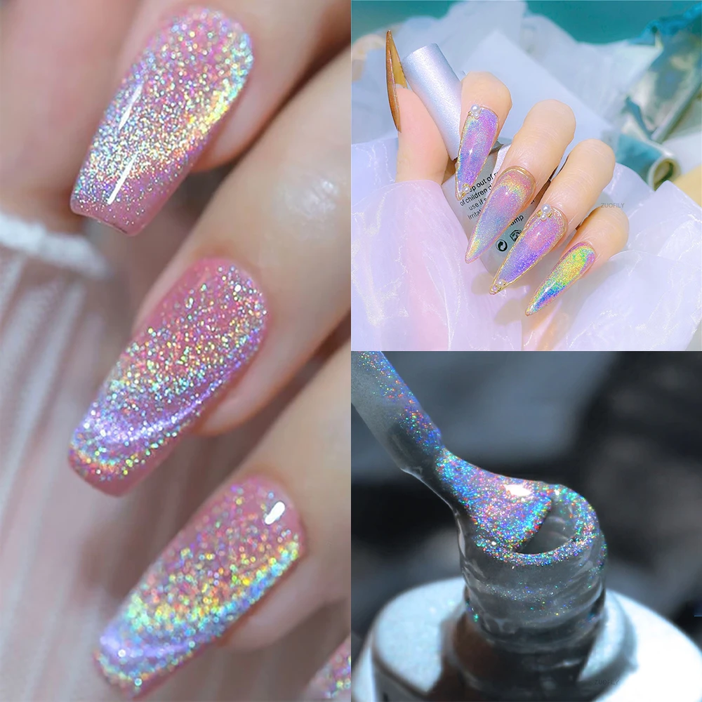 

8ml rainbow Cat Eye Magnetic Gel Winter colorful glitter universal nail polish can be use on any color nail accesorios Sparkling