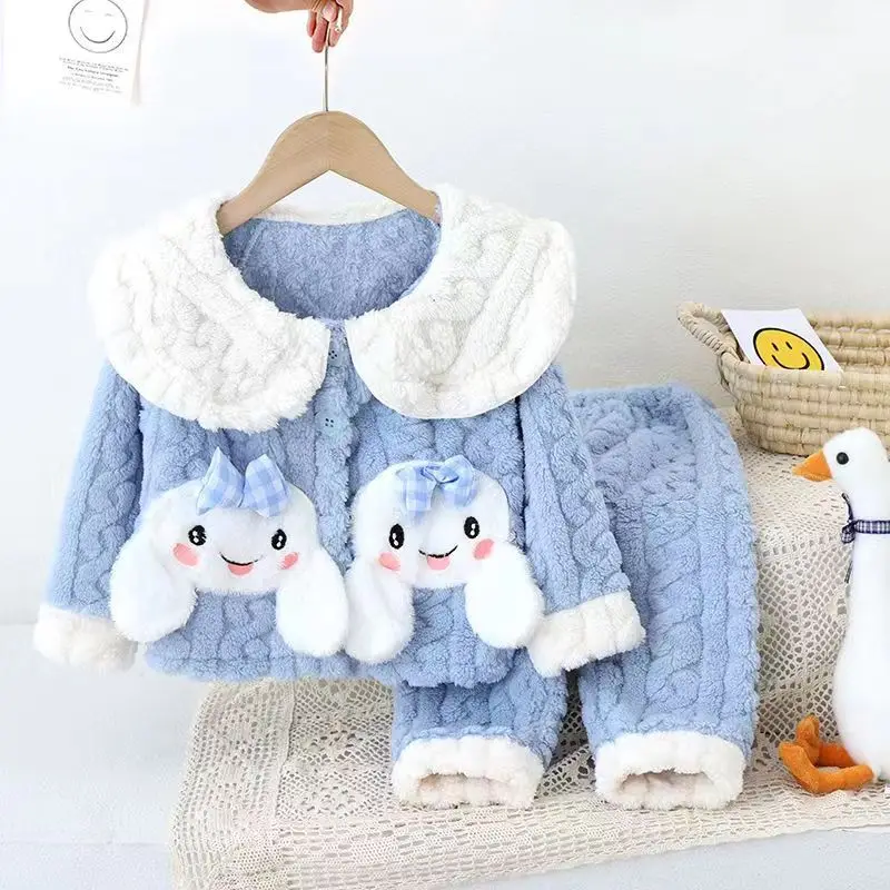 

Новинка, кавайная Пижама Sanrio, милая плюшевая пижама в стиле аниме Cinnamoroll, утолщенная детская мультяшная теплая пижама в стиле принцессы, игрушки для девочек, подарки