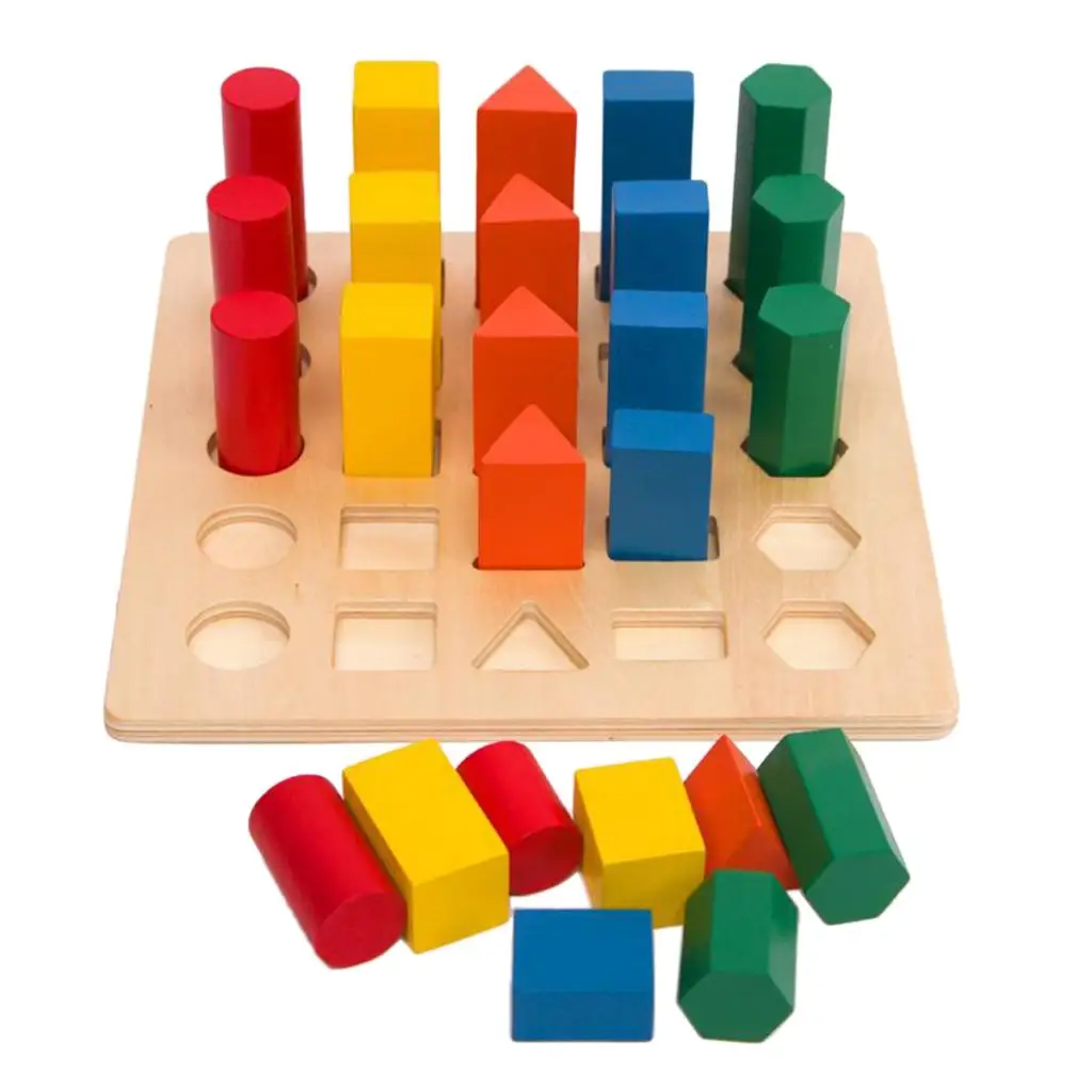 

Wooden Geometric Pillars Ladder, Color and Shape Recognition Toy for Toddlers Children, Enough Size, Very Playable