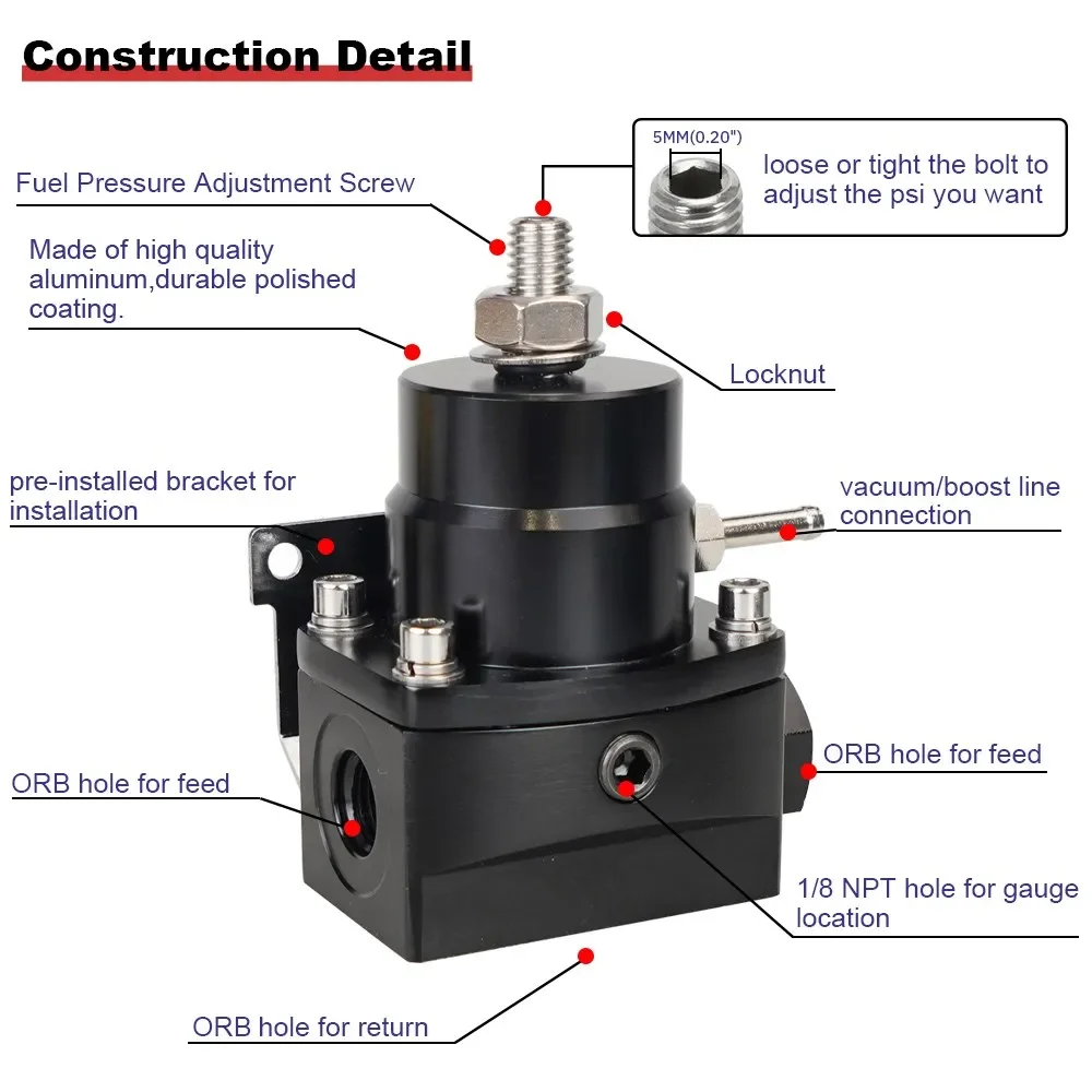 Регулятор давления высокого регулируемый манометр для подачи топлива AN8/10 штуцер