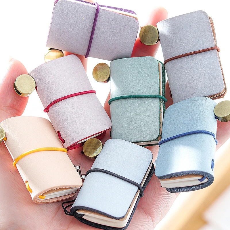 

Mini Portable Leather Memo Pad Handmade Leather Cover Memo Pad With Hang Buckle Journal Booklet Gift Stationery