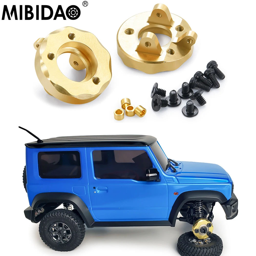 

MIBIDAO 2Pcs Steering Cup Brass Counterweight For Kyosho Mini-Z 4X4 1/18 Jimny 1/24 Jeep Wrangler Rubicon Hilux RC Crawler Car