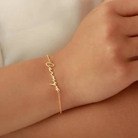personalized stainless steel women adjustable bracelet custom name letter fashion bracelet jewelry christmas gift pulseras mujer