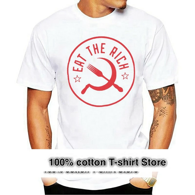 

Футболка с графическим принтом Eat Rich, Размер: L, политическая футболка, Короткая Повседневная Мужская футболка, смешная футболка с рисунком для мужчин и женщин