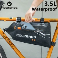 rockbros mtb bike bag waterproof bicycle frame bag large capacity road front tube triangle pouch folding sealed cycling pannier