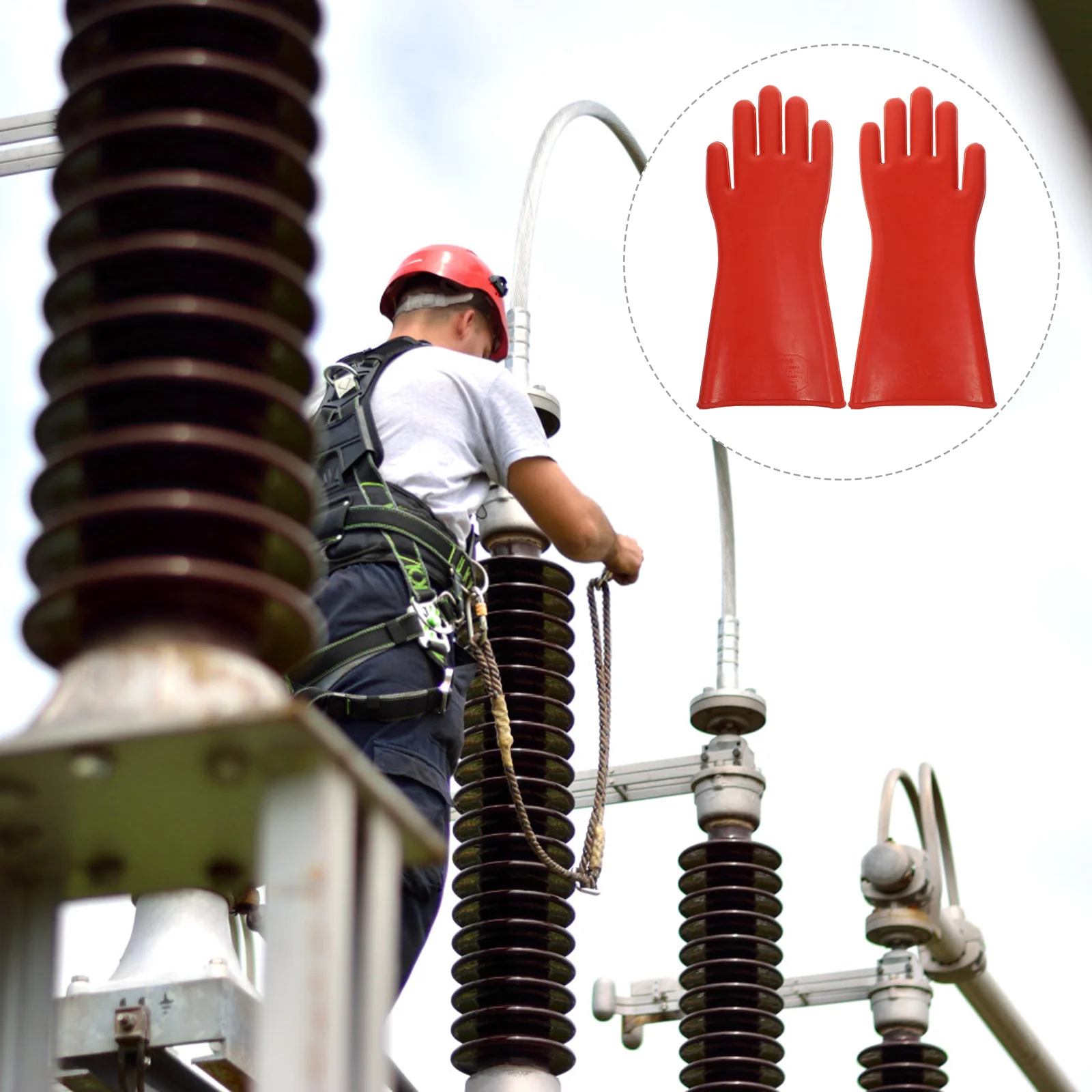 

Rubber Insulating Gloves Electrician Men Work Working Workers High Voltage Electrical Pressure Insulated