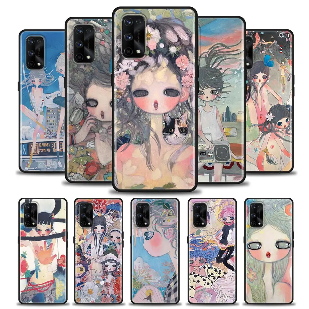 

Silicone Case For Realme GT 5G Master Neo2 GT2 7i 8i 9i 5 6 7 8 9 Pro Coque Soft Fundas Cover Aya Takano Art Painting