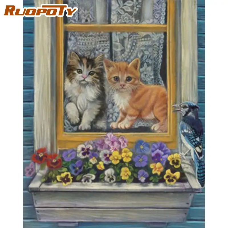

RUOPOTY Modern Painting By Numbers On Canvas Cats Drawing On Number Adults Crafts Wall Decor Gift Artwork Picture Paint