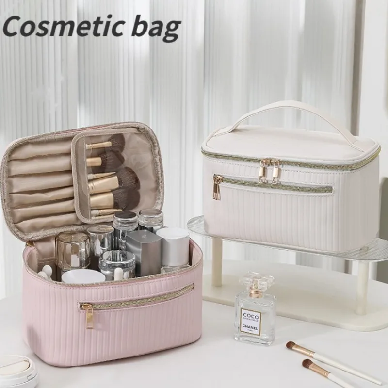 

PU Waterproof Women's Cosmetic Bag Large Capacity Travel Portable Makeup Storage Handbag Waterproof Zip Toiletry Organiser Case