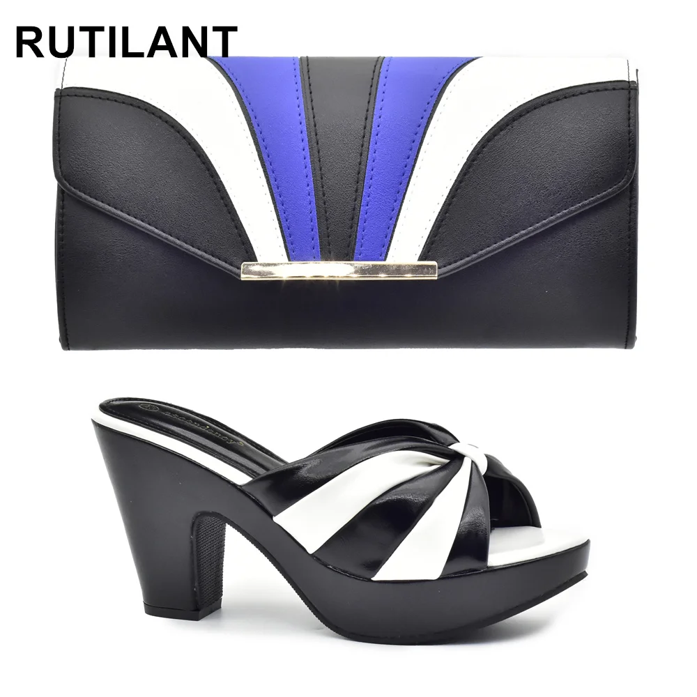 

Italian Shoes and Bags Matching Set High Heels Women Wedges Shoes for Women Nigerian Party Women with Bag Set Plus Size Heels 42