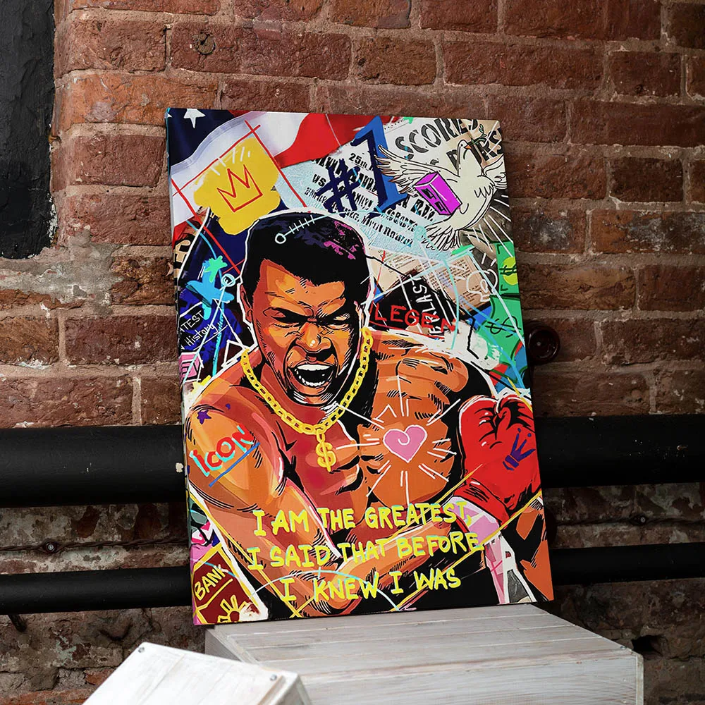 

Abstract Graffiti Pop Art I Am the Greatest Canvas Paintings Posters and Prints Wall Pictures for Living Room Home Decoration