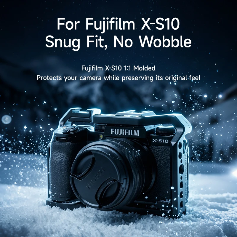 Фото Кейдж для камеры Fujifilm X-S10 с магнитным основанием, прямой заменой батареи и быстрым креплением Arca-Swiss для видеоблогинга и фотосъемки №4