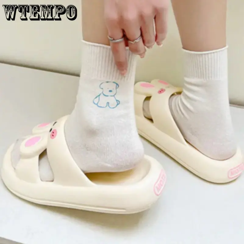 WTEMPO Cute Cartoon Rabbit Slippers Summer Home Slides Adult Girl Lady Silent Indoor Floor Outdoors Fun Sandals Dropshipping