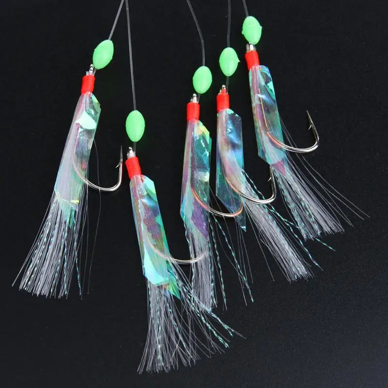 

5pcs Luminous Fishing Lures Glow Fish Bait Rigs With High Carbon Hooks Beads For Freshwater Saltwater Bass Trout Catfish Salmon