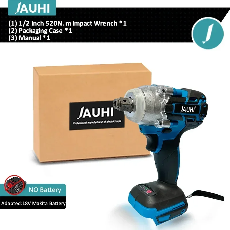 

Ударный бесщеточный гайковерт JAUHI 520N.M для аккумулятора Makita 18В