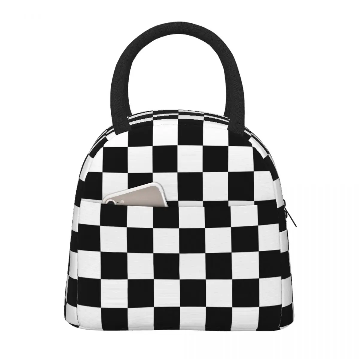 Checkerboard Lunch Bags Portable Insulated Oxford Cooler Bags Thermal Picnic Work Lunch Box for Women Children