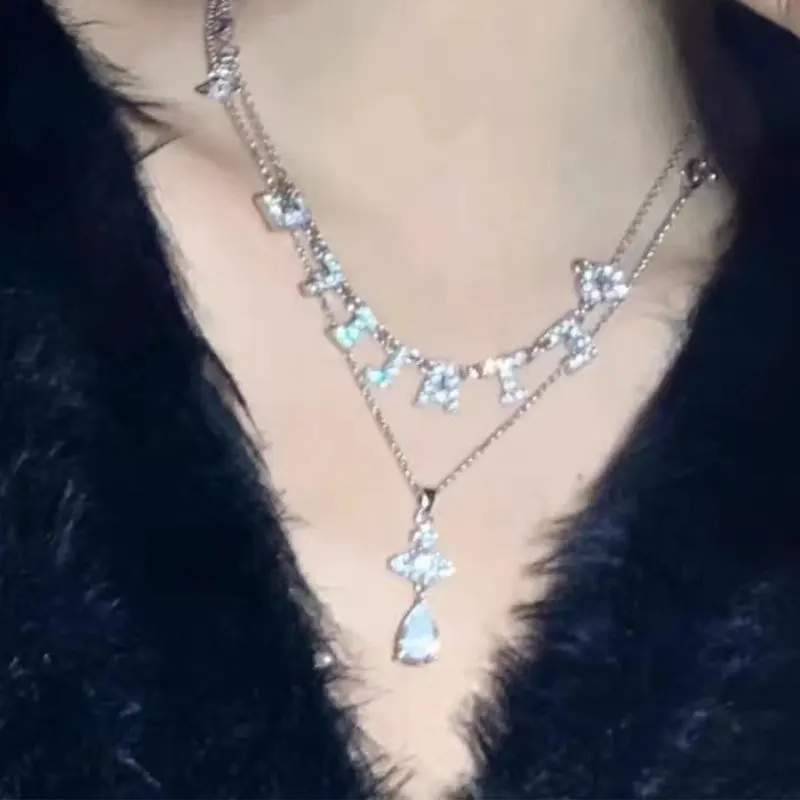 

Роскошная нишевая дизайнерская цепочка Queen West с большим цветным цирконием, подвеска в виде капли, цепочка на свитер, Женское Ожерелье