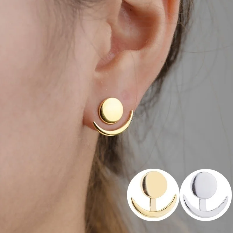 

Fashion Geometric Round Alloy Moon Earrings for Women Simple Jewelry Accessories Stud Earrings Sun Moon Set Earing Gifts