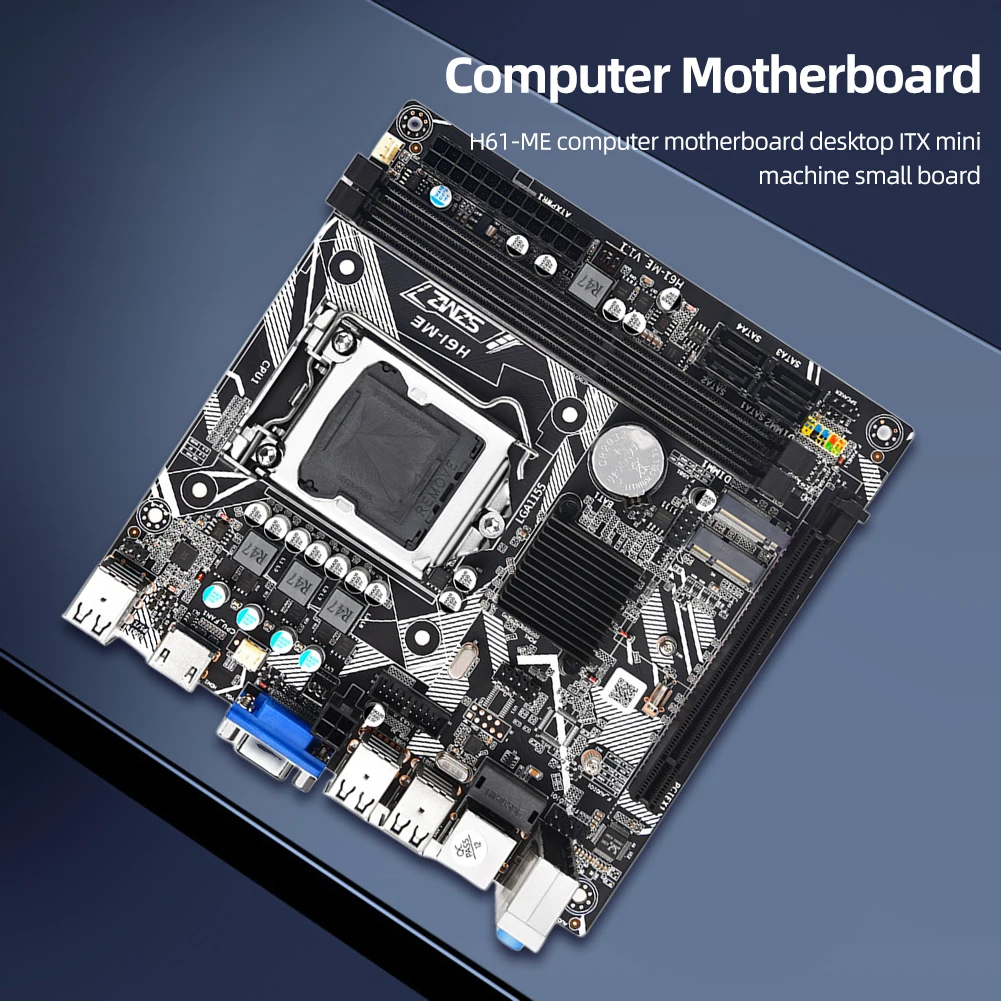 

H61-ME mini ITX материнская плата LGA 1155 поддержка NVME M.2 и Wi-Fi Bluetooth порты H61 Placa Mae 1155 office PC DDR3 base 1155