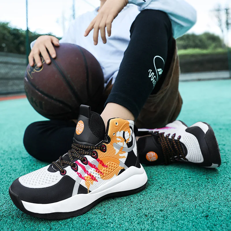 High Top Autumn Winter Children's Basketball Shoes 2022 Girls Shoes Kids Basketball Sneakers Outdoor Lace Up Running Shoes 31-40