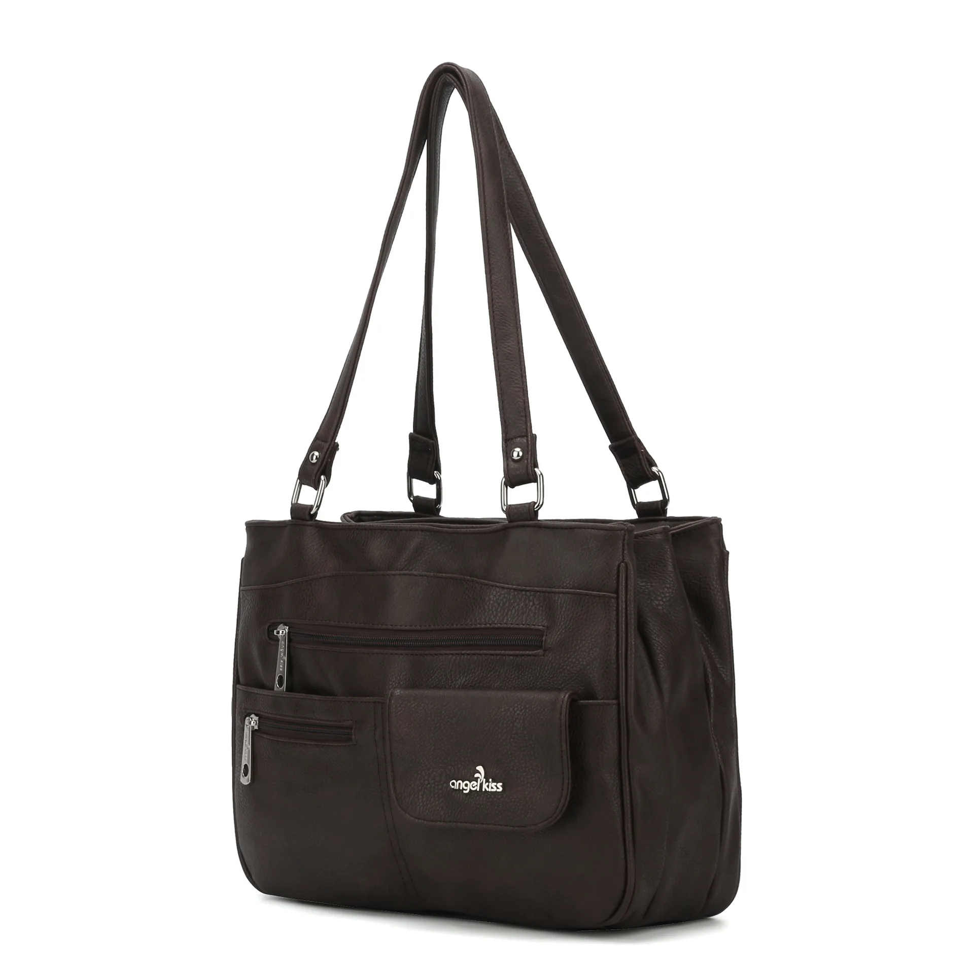 

Angelkiss Women Bag Soft PU Shoulder Bag Fashion Handbags Satchel Large Tote Pack Multi-pockets Shoulder Bags Phone Money Pack