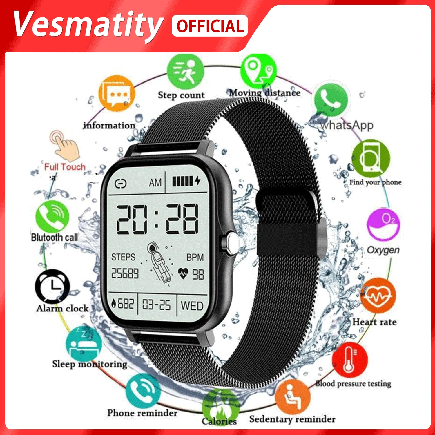 

CT2 Smart Watch Full Touch Fitness Smart Watch Heart Rate Monitor Bluetooth Call Waterproof Watch For Xiaomi Redmi Huawei iPhone