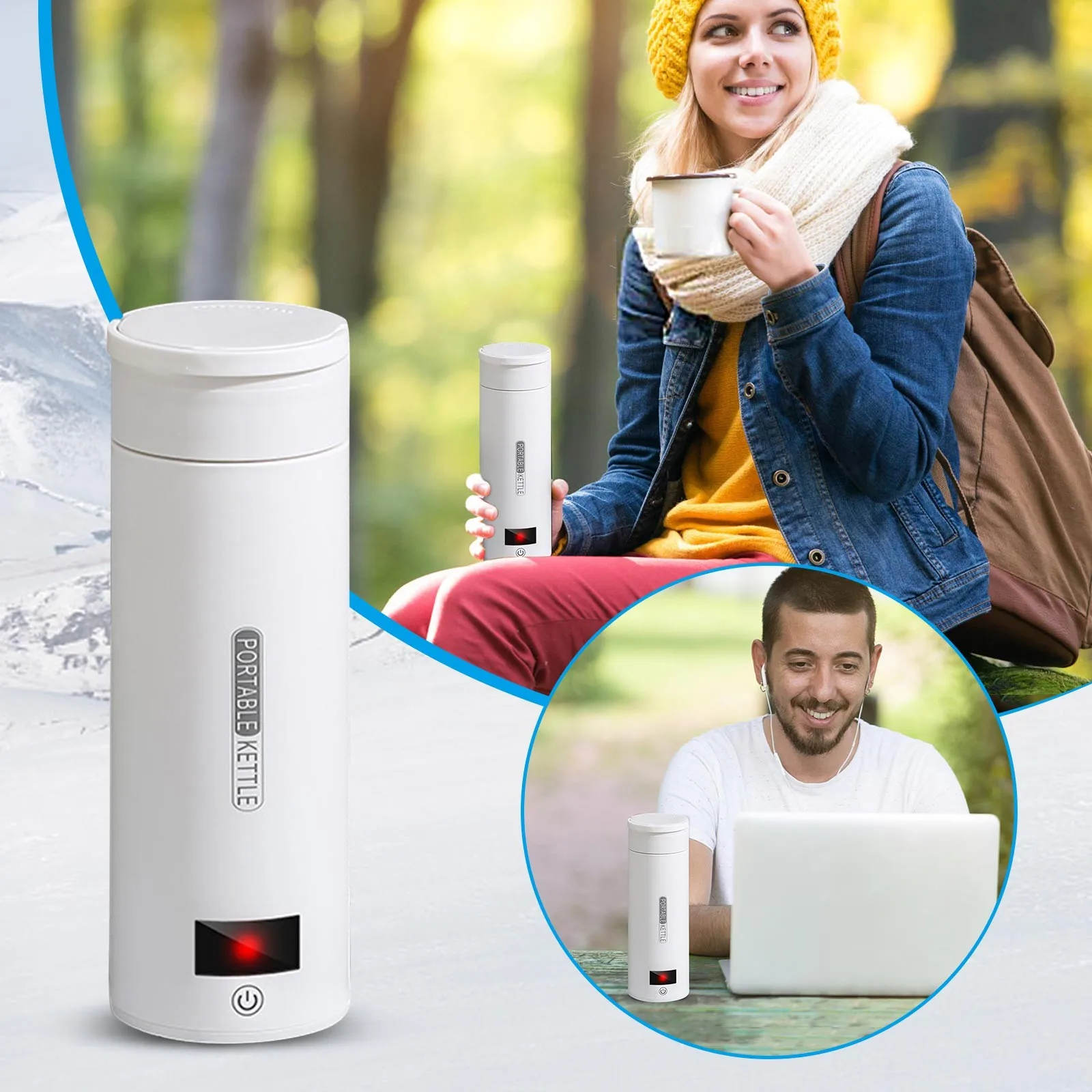 

Portable Mini Electric Pot Portable Electric Water Cup Clear Reusable Coffee Cups with Lids Glass Drinking Glasses with Handles