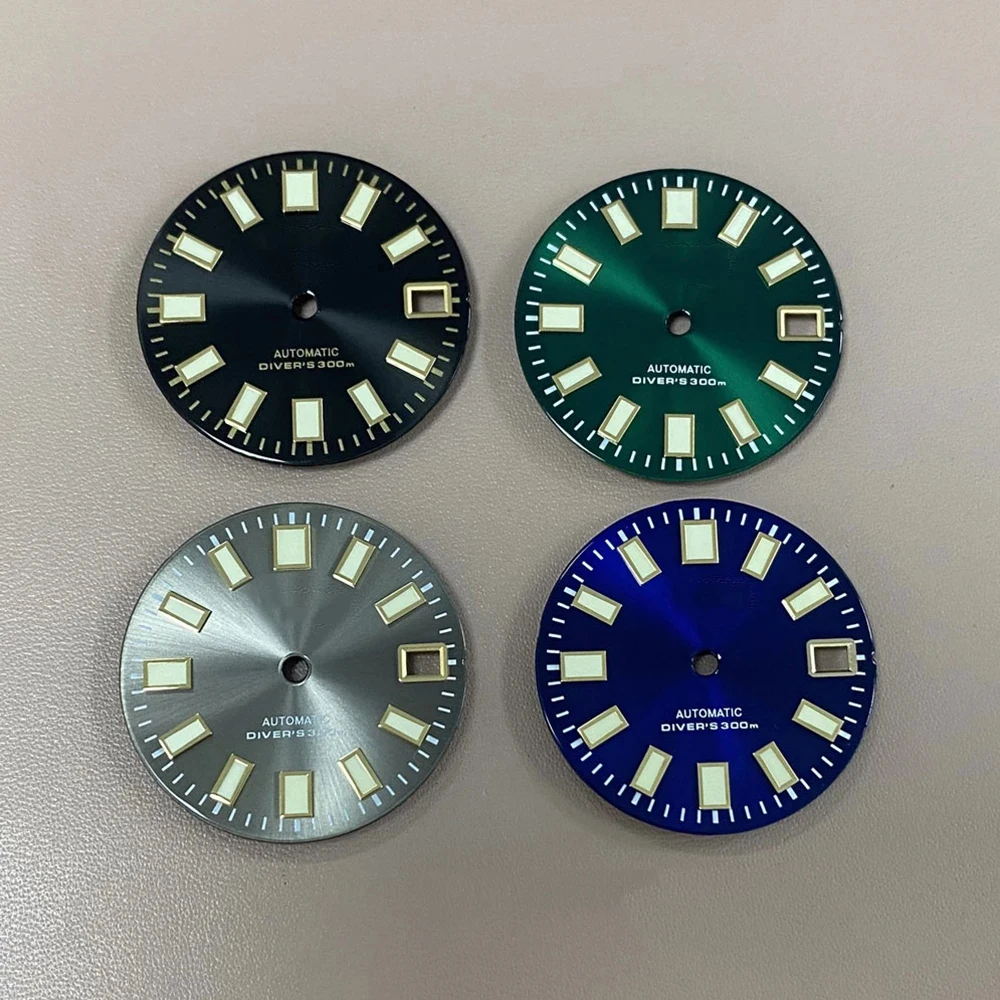 

28.5mm Gold Nail Sun Pattern Watch Dial C3 Green Luminous Modified Replacement DIY Dial for NH35/NH36/4R/7S Movement with S