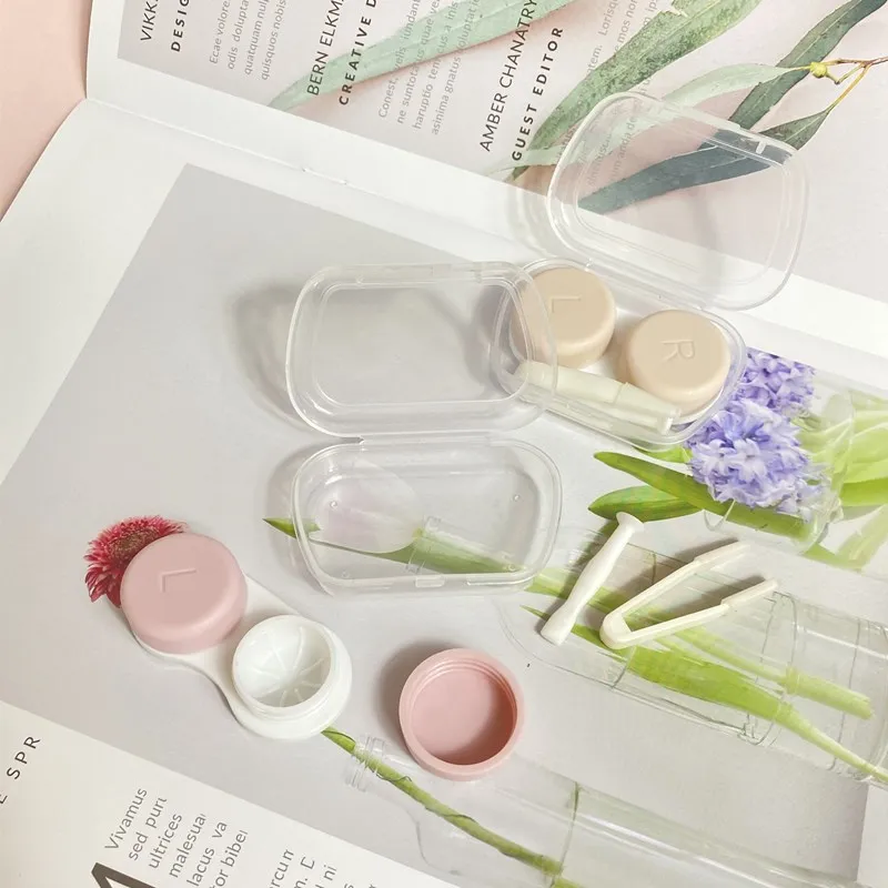 

Simple Candy Color Compact Contact Lens Box/partner Box Cosmetic Contact Lens Care Box Transparent Waterproof Storage Organizer