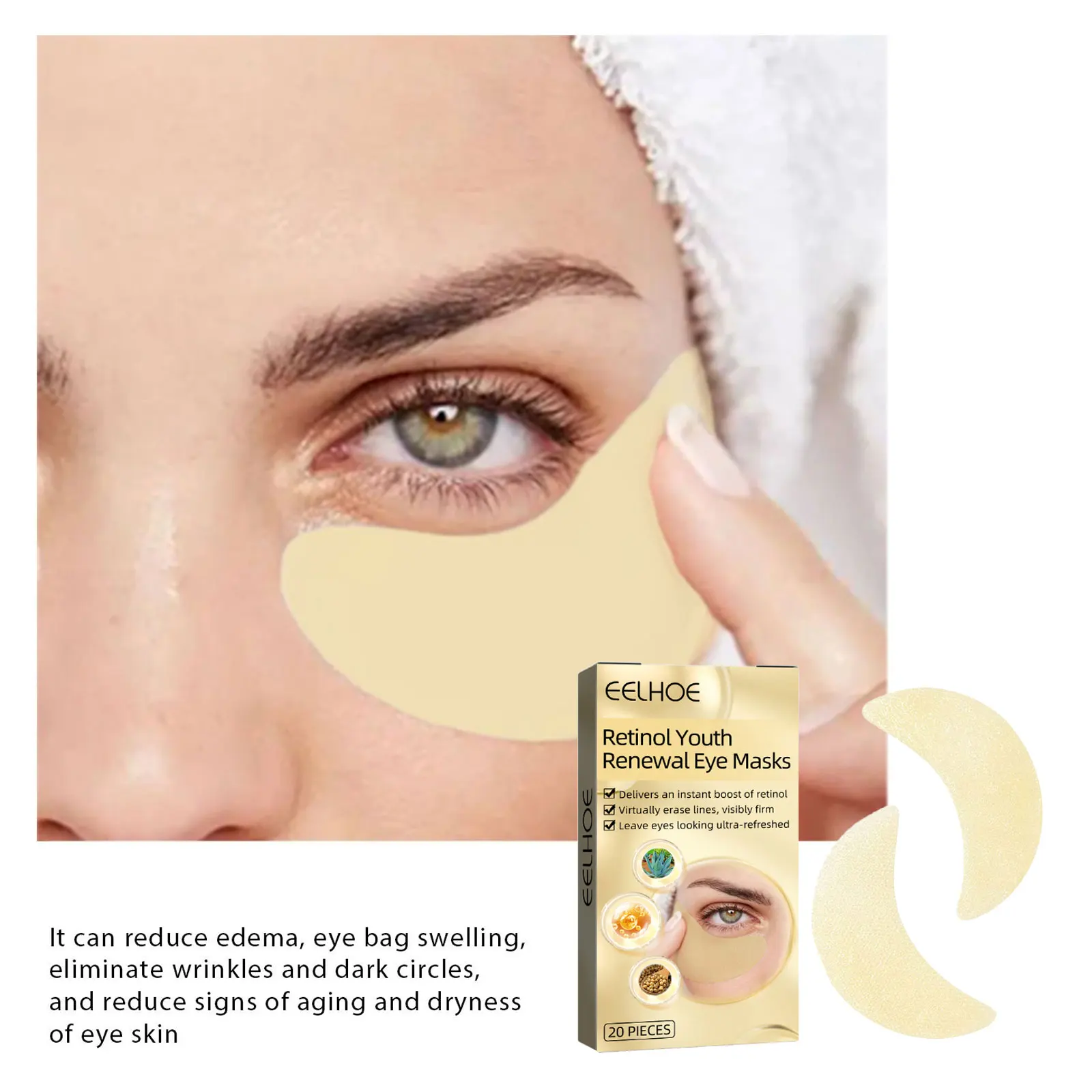 Маска для глаз с ретинолом против морщин темных кругов выцветания тонкой линии