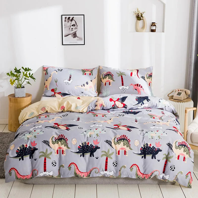 

Cartoon Dinosaur Print Bedding Sets Children Duvet Cover Set 220x240 King Queen Double Couple Cute Quilt Covers With Pillowcase