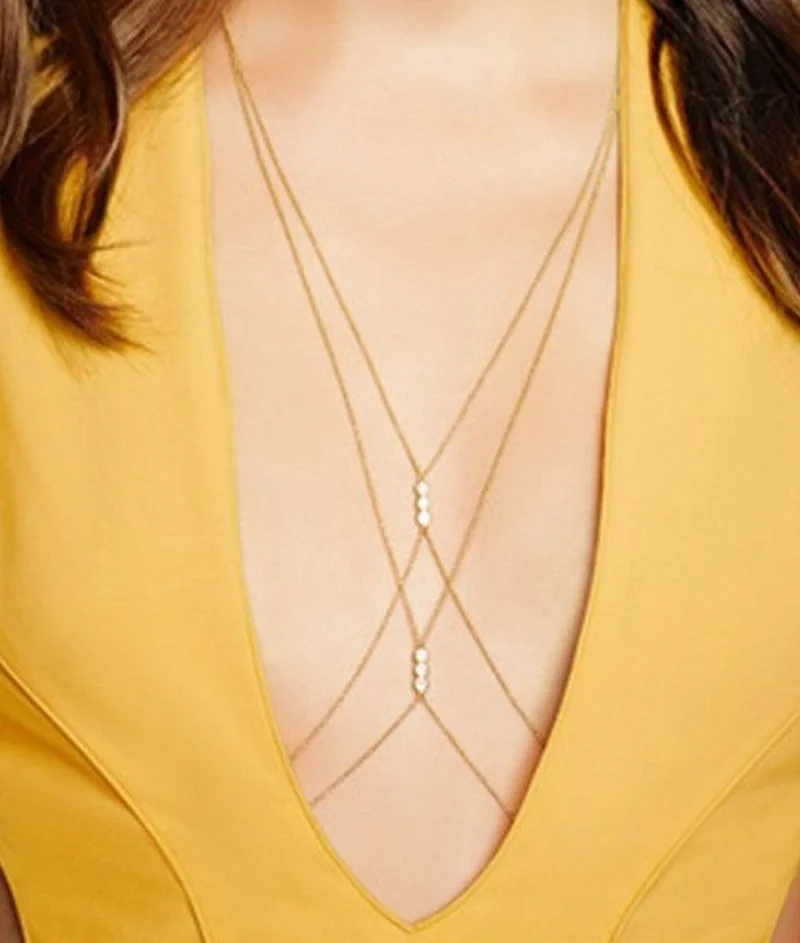 

Sexy Charms Pearl Body Chain Jewelri Bikini Harness Necklace Waist Belly Bra Chains for Women Fashion Jewelry Accessories Femme