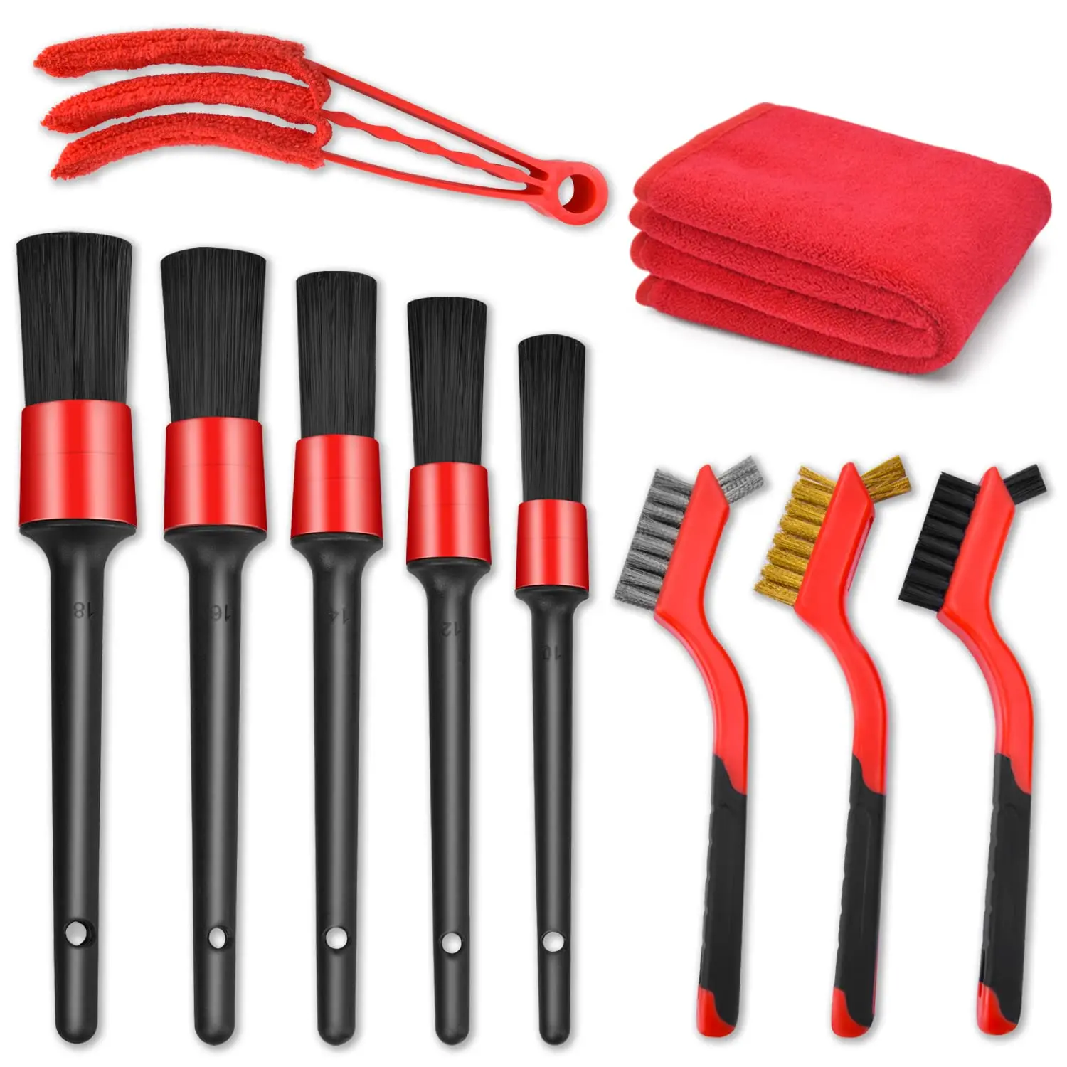 

10 Pcs Car Detailing Brush Set, Microfiber Towel for Cleaning Wheels, Dashboard, Interior, Exterior, Leather, Air Vents, Emblems