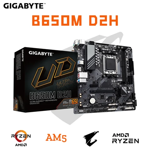 Материнская плата Gigabyte B650M D2H AM5 с поддержкой Ryzen 7000 Series R5 R7 R9 AM5 процессор DDR5 6400 МГц 64 Гб M.2 для настольных ПК AMD B650