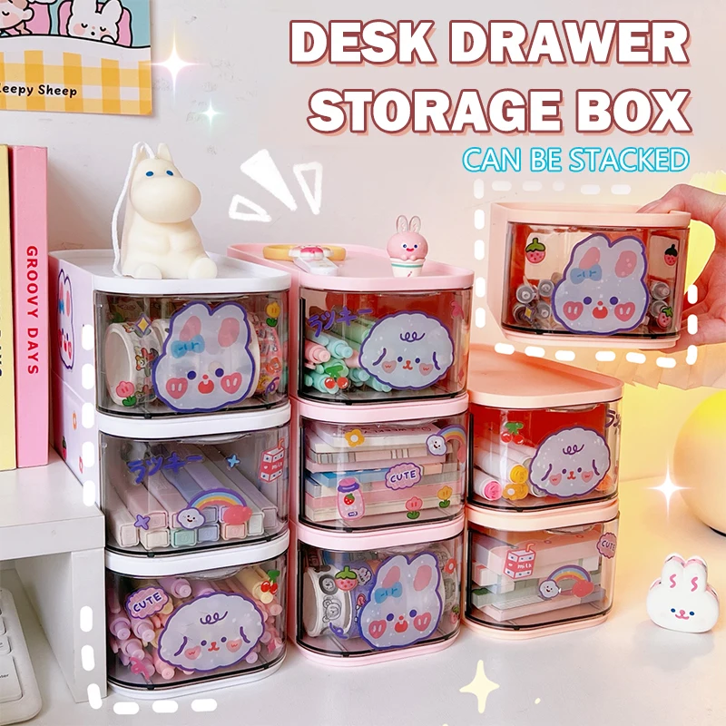 

Stackable Desktop Organizer Box Office Storage Drawer Cosmetics Jewelry Holder