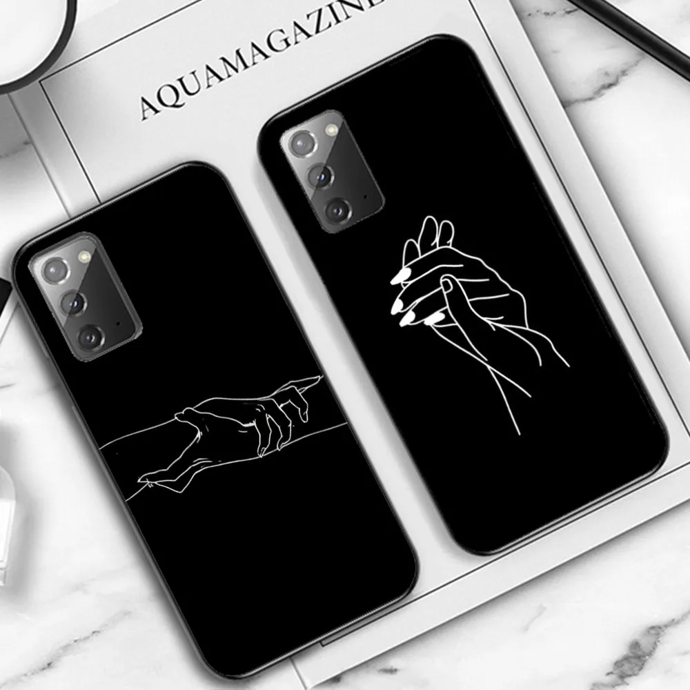 

Minimalist Line Couple Hand Phone Case For Samsung Note 8 9 10 20 pro plus lite M 10 11 20 30 21 31 51 A 21 22 42 02 03