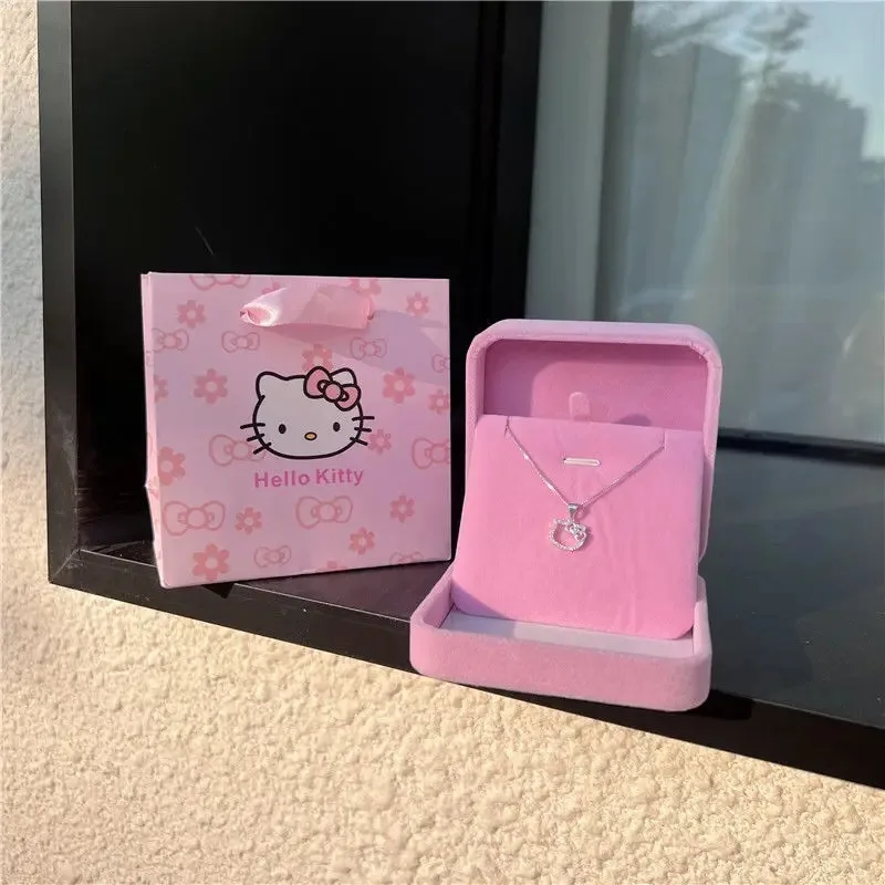 

Sanrio Kawaii Hello Kitty аниме кристалл кулон ожерелья для женщин девушки простой белый циркон Элегантное ожерелье для женщин ювелирные изделия подарок