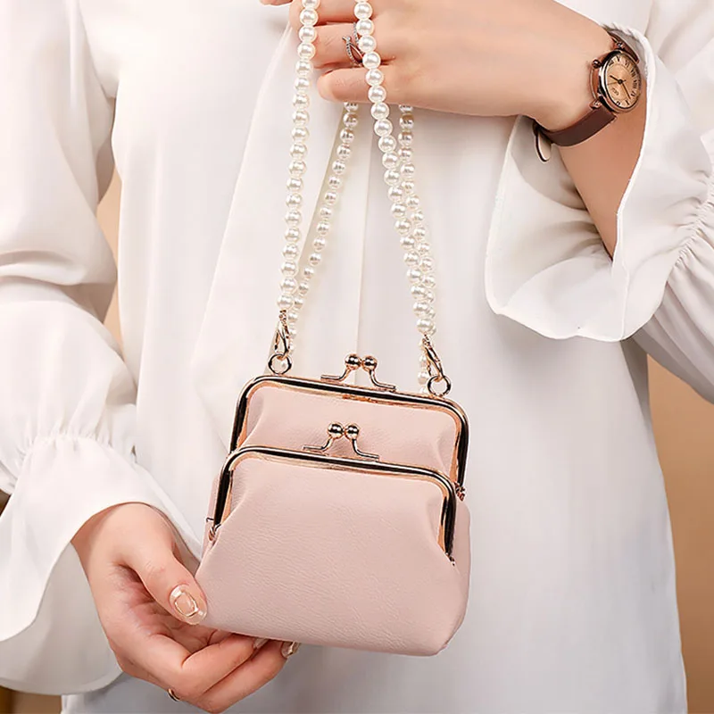 Модный двухслойный кошелек на застежке Сумочка через плечо Женский цепочке с