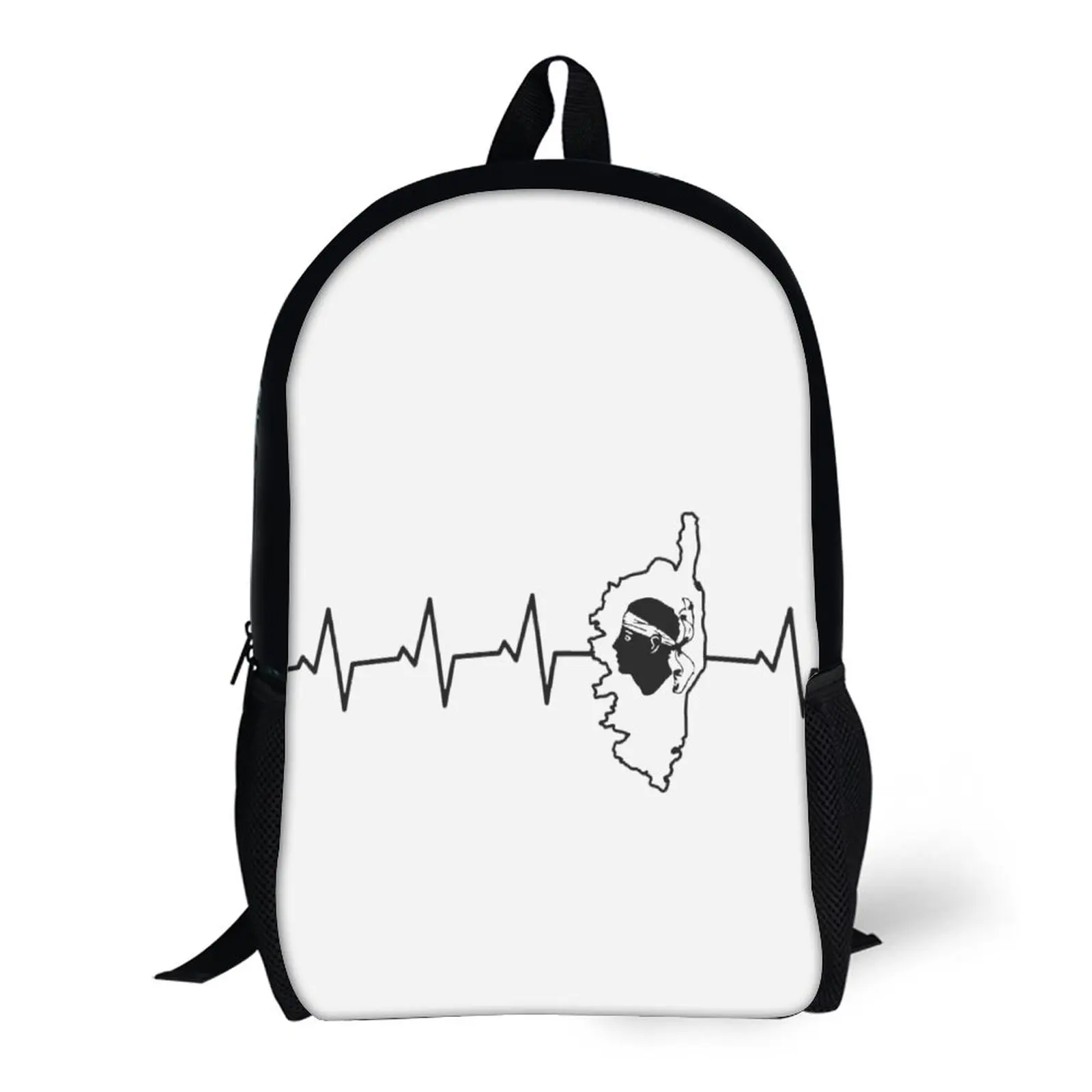 

17 Inch Shoulder Backpack Corsica Corse Heartbeat Flag Island Heart Corsica Durable Casual Graphic Snug Sports Activities Rucks