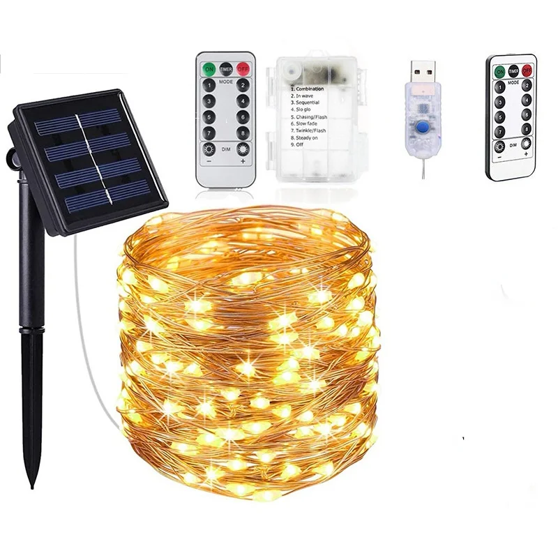 

Led solar copper wire light string Outdoor lawn patio decorated lights Wedding New Year Christmas party led light