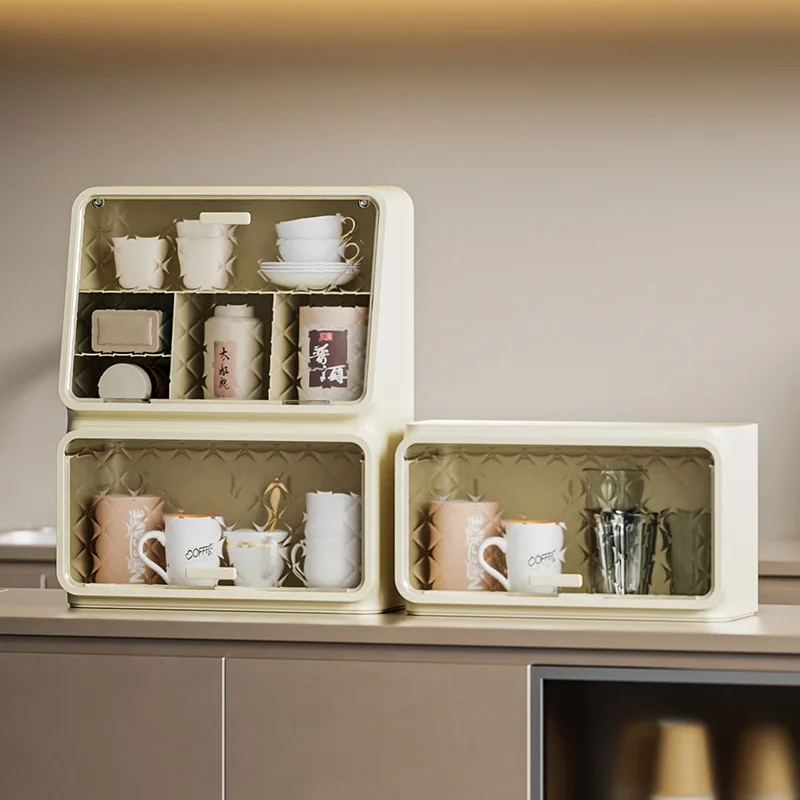 

Wall-Mounted Storage Box Cosmetic Storage Box Desktop Storage Rack Teacup Mug Dust-Proof Locker Multi-Layer Snack Rack