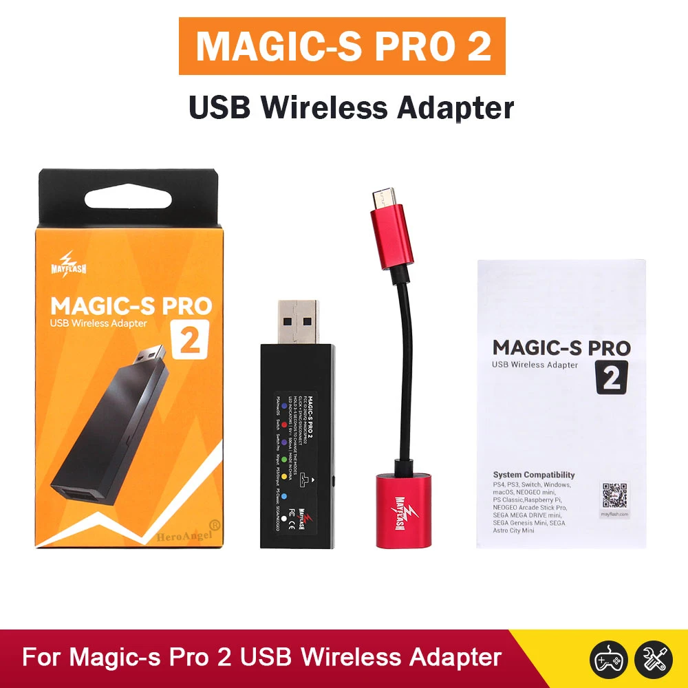 Беспроводной USB-адаптер Mayflash Magic-S Pro 2 для контроллеров PS4/PS3/Xbox One Nintendo Switch/PC/NEOGEO MINI -