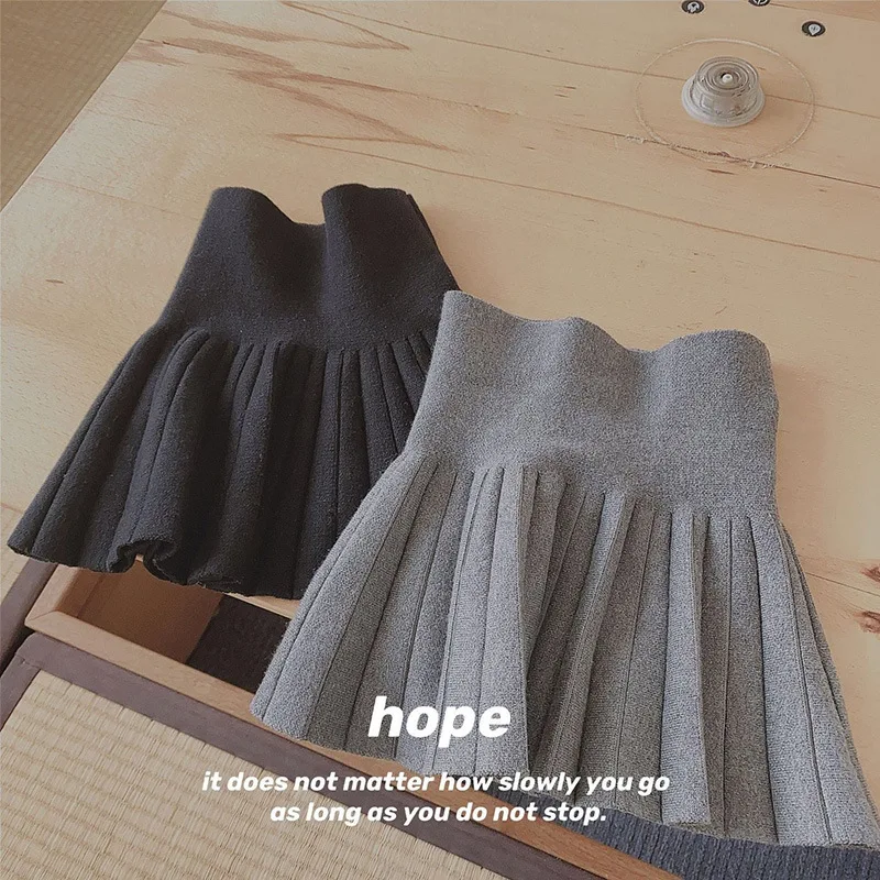 

Женская плиссированная короткая юбка, осень 2023, модная Корейская версия детского зимнего вязаного платья, детская юбка