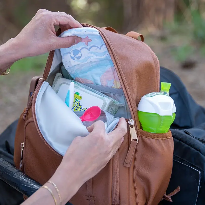 

Trendy Brown Mini Backpack Diaper Bag - Let's Go Out for Fun!