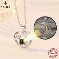 i love you 100 languages memory illustrated projection necklace customizable photo name fawn heart pendant holiday gift jewelry