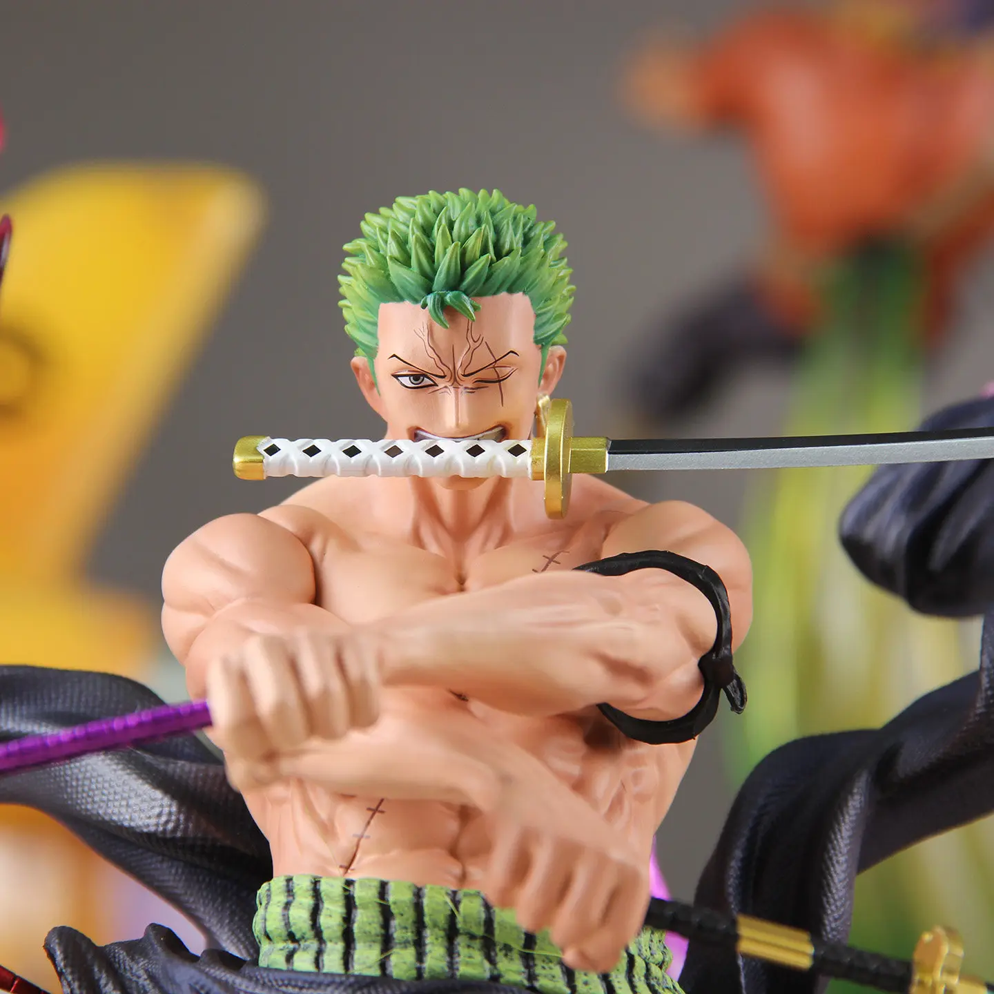 Фото Коллекционная фигурка Зоро (One Piece) 30 см, серия Oni Giri Santoryu, аниме GK, изысканная статуэтка из ПВХ, модель для декора рабочего стола, подарок для мальчика №2