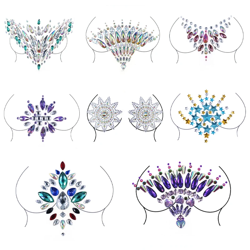 

Блестящая 3D наклейка на соски со стразами